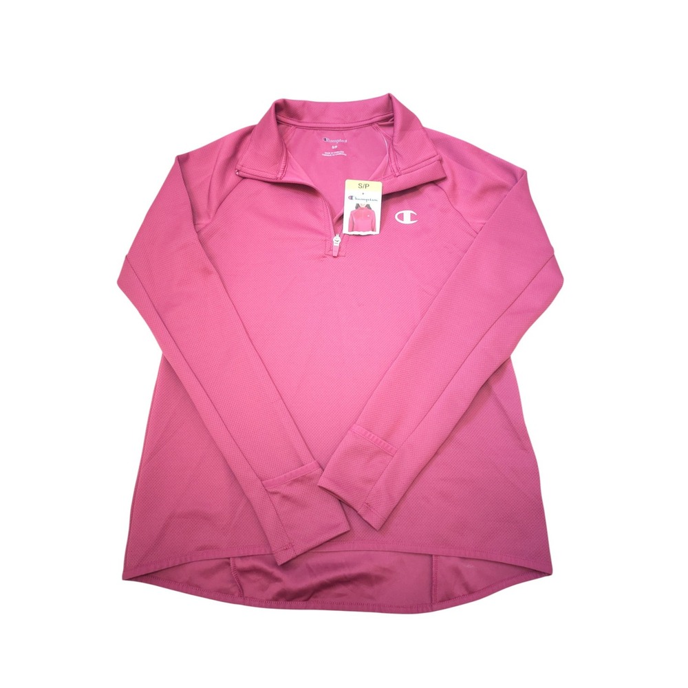 Champion‎ Womens Active 1/4 Zip Pullover Top Long Sleeve Small S NWT Pink